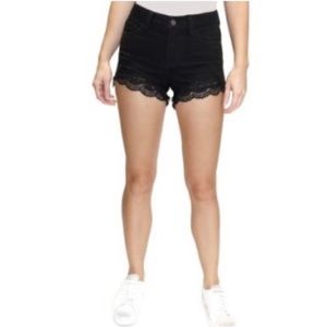 Almost Famous Juniors’ Lace-Hem Denim Short